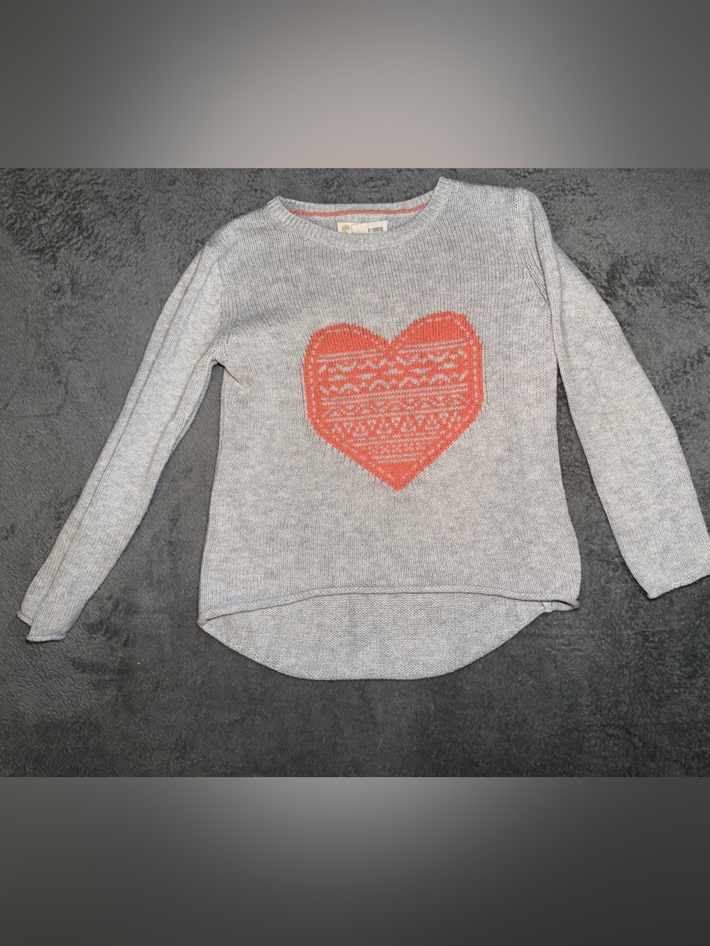 Tucker + Tate Gray Knit Sweater with Coral Heart Size 4